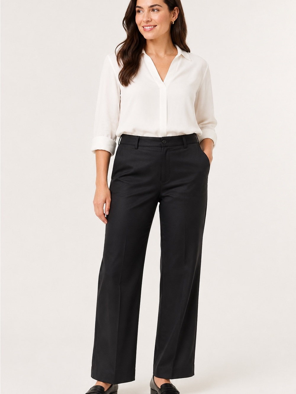 GAP Black Stretch Straight Leg Dress Pants Size 8 Regular Career Trousers